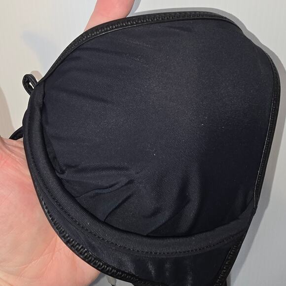 L'Agence Annabelle Faux Leather Bikini Top Black Triangle Tie Closure Small NEW - Picture 6 of 9